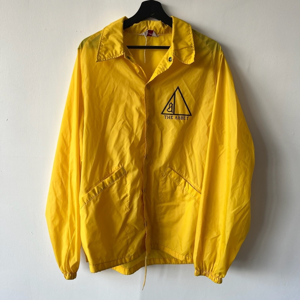Vintage Swingster The Abbey Jacket Mens Large Yellow Windbreaker Coach 70s Logo‎